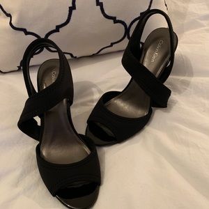 Calvin Klein neoprene fabric heels